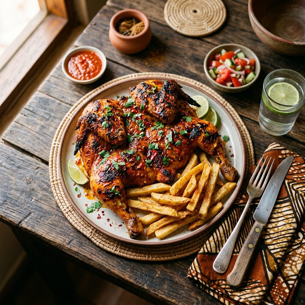 Poulet Entier Peri Peri + Frites