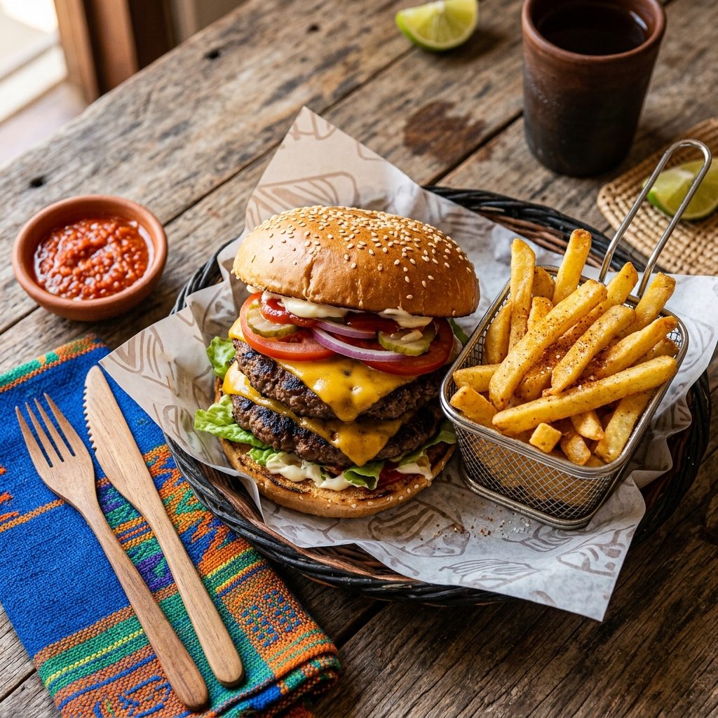 Double Whopper Burger + Frites
